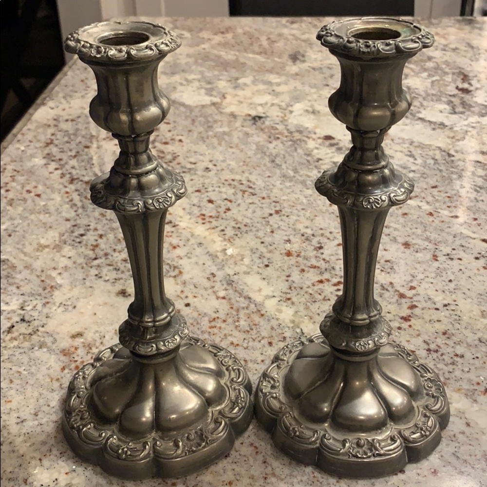 Antique pair of candlesticks 9” tall unmarked